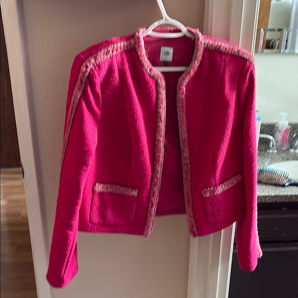 CAbi Pink Blazer with White Trim